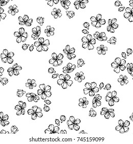 Sakura Cherry blossoms seamless pattern of vector illustration on white background