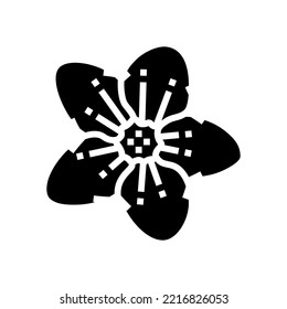 vector icono del glifo de flor de cerezo sakura. signo del resorte de flores de cerezo sakura. ilustración de símbolo aislado