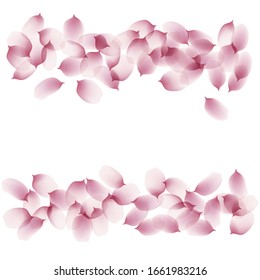 sakura cherry petals, pink apricot flowers falling. watercolor effect pink rose petals vector background, romantic, love, girly, woman, gentle backdrop