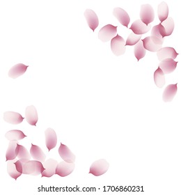 sakura cherry petals, pink apricot flowers falling. watercolor effect pink rose petals vector background, romantic, love, girly, woman, gentle backdrop