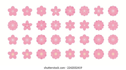 Sakura, cherry, plum, apricot, peach, apple blossoms, flowers, floral design elements collection, clipart set, isolated on white. Flat style vector illustration. Spring promotion sale advertising