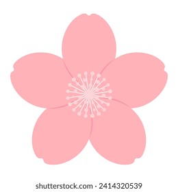 Sakura, cherry, plum, apricot, peach, apple blossom, flower, bloom, isolated. Floral design element, logo, icon. Flat style vector illustration. Spring promotion, seasonal sale, advertising