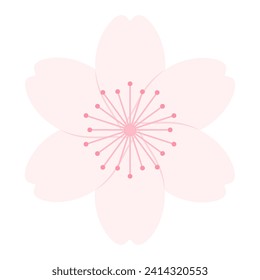 Sakura, cherry, plum, apricot, peach, apple blossom, flower, bloom, isolated. Floral design element, logo, icon. Flat style vector illustration. Spring promotion, seasonal sale, advertising