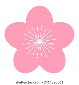 Sakura, cherry, plum, apricot, peach, apple blossom, flower, bloom, isolated. Floral design element, logo, icon. Flat style vector illustration. Spring promotion, seasonal sale, advertising