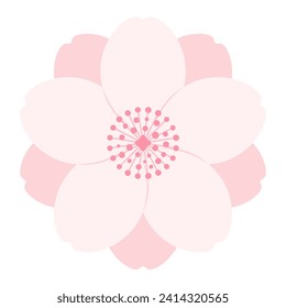 Sakura, cherry, plum, apricot, peach, apple blossom, flower, bloom, isolated. Floral design element, logo, icon. Flat style vector illustration. Spring promotion, seasonal sale, advertising