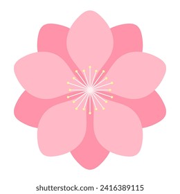 Sakura, cherry, plum, apricot, peach, apple blossom, flower, bloom, isolated. Floral design element, logo, icon. Flat style vector illustration. Spring promotion, seasonal sale, advertising