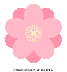 Sakura, cherry, plum, apricot, peach, apple blossom, flower, bloom, isolated. Floral design element, logo, icon. Flat style vector illustration. Spring promotion, seasonal sale, advertising