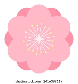 Sakura, cherry, plum, apricot, peach, apple blossom, flower, bloom, isolated. Floral design element, logo, icon. Flat style vector illustration. Spring promotion, seasonal sale, advertising