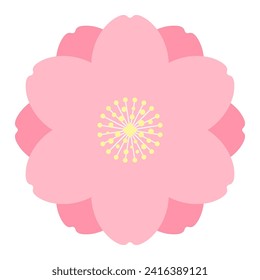 Sakura, cherry, plum, apricot, peach, apple blossom, flower, bloom, isolated. Floral design element, logo, icon. Flat style vector illustration. Spring promotion, seasonal sale, advertising