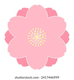 Sakura, cherry, plum, apricot, peach, apple blossom, flower, bloom, isolated. Floral design element, logo, icon. Line art style vector illustration. Spring promotion, seasonal sale, advertising