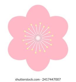 Sakura, cherry, plum, apricot, peach, apple blossom, flower, bloom, isolated. Floral design element, logo, icon. Line art style vector illustration. Spring promotion, seasonal sale, advertising