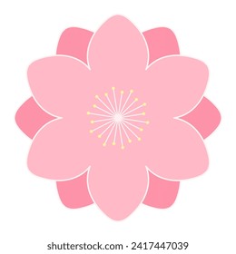 Sakura, cherry, plum, apricot, peach, apple blossom, flower, bloom, isolated. Floral design element, logo, icon. Line art style vector illustration. Spring promotion, seasonal sale, advertising