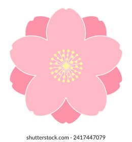Sakura, cherry, plum, apricot, peach, apple blossom, flower, bloom, isolated. Floral design element, logo, icon. Line art style vector illustration. Spring promotion, seasonal sale, advertising