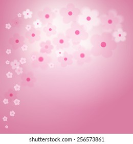 Sakura cherry tree blurred bokeh background. Vector illustration, EPS10. 