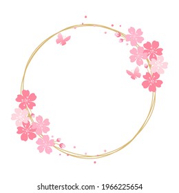 Sakura circle frame isolated on white background vector illustration.