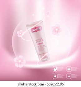 Sakura cream. Concept Skin Care Cosmetic.
