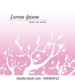 Sakura design. Sakura tree in blossom. Background with sakura flowering branches.