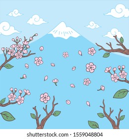 sakura doodle art vector can use for pattern and design