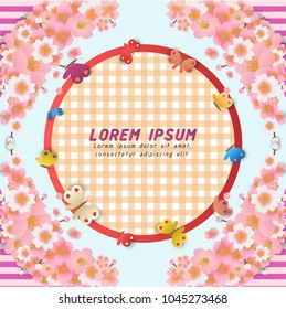 Sakura festival composite art concept,cherry blossom,cute cartoon vector illustration,for commercial banner,background or greeting card with space for text