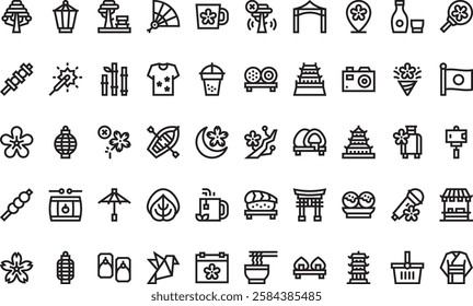 Sakura festival icons High-Quality Vector Icons Collection with Editable Stroke. Ideal for Professional and Creative Projects.