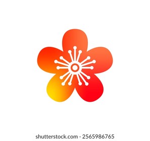 Sakura flower abstract vector illustration. Asian traditional decoration in simple modern style. Gradient color design.