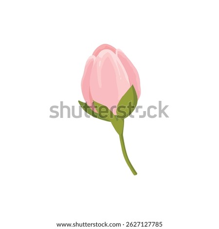 Sakura flower and bud. Cherry spring blossom, blooming flowers and leaves, japanese blooming cherry elements flat vector illustration icon. Beautiful blooming sakura