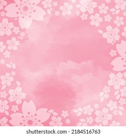 Sakura Flower, Cherry Blossom Flower Frame Vector For Decoration On Spring Season And Hanami Festival.