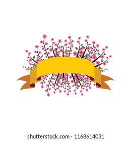 Sakura Flower Cherry Blossom Ribbon Banner Floral Decorative