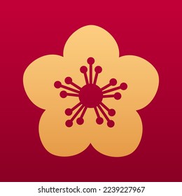 Sakura flower decorative element. Chinese traditional floral decorative element. Flower pattern. Isolated vector illustration
