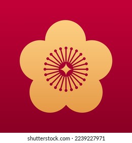 Sakura blühendes dekoratives Element. Chinesisches traditionelles florales Dekorationselement. Blumenmuster. Einzelne Vektorgrafik