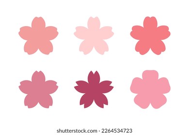 Sakura flower design element. Set of 6 geometric shape for label. Modern linear design emblem. Modern abstract linear compositions and graphic design elements.