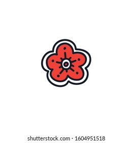 sakura flower doodle icon, vector illustration