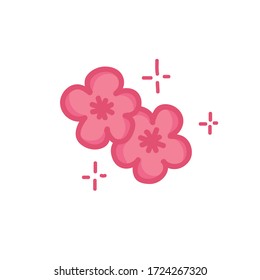 icono del doodle de flor sakura, ilustración vectorial
