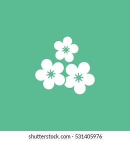 Sakura Flower Flat Icon On Green Background