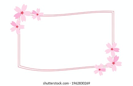 Sakura flower frame isolated on white background vector illustration.
