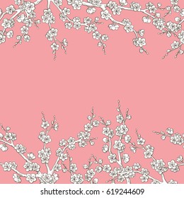Sakura flower graphic pink color seamless background sketch illustration vector
