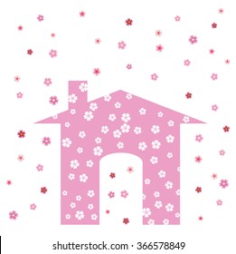 sakura flower and house background