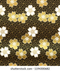 sakura flower japanese chinese design vector seamless pattern