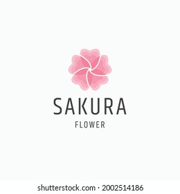 Sakura flower logo icon flat design template vector illustration