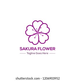 Sakura Flower Logo Vector Template