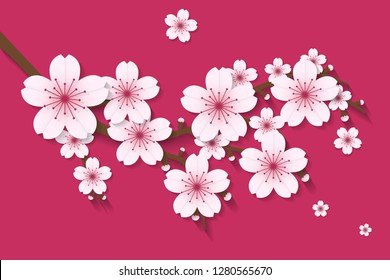 Sakura Flower paper craft style vector