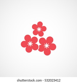 Sakura Flower Red Flat Icon On White Background