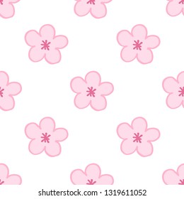 sakura flower seamless doodle pattern