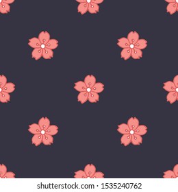 sakura flower seamless doodle pattern, vector illustration