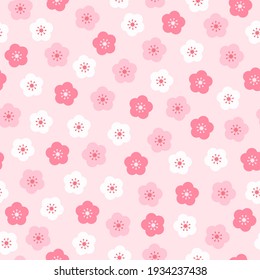 Sakura flower seamless pattern vector illustration. Cherry blossom flowers on pink background