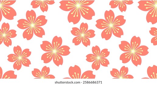 Sakura flower seamless pattern vector illustration. Cherry blossom pattern on baby blue background	
