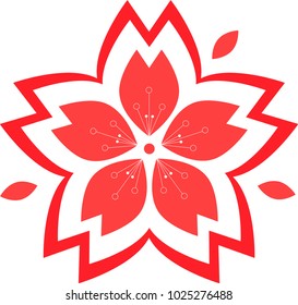 Sakura flower vector logo and icon. Pink sakura flower Isolated Vector Illustration on a white background.