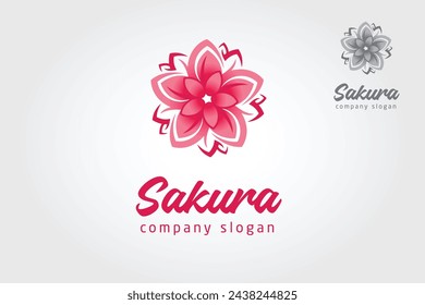 Sakura Blume Vektor Logo Vorlage. Es wäre eine perfekte Ergänzung für eine Vielzahl von Unternehmen, vor allem in Bezug auf Kosmetik, Ökologie, Gesundheit, Blumen, Parfüm und andere.