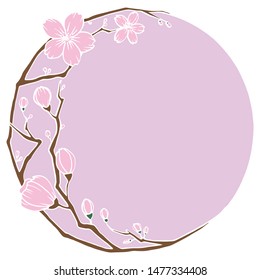 Sakura flowers background . cherry blossom isolated white background.Spring wreath with cherry blossoms.Place for text. illustration vector