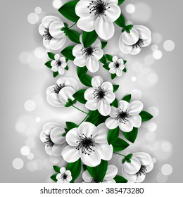 Sakura flowers background. cherry blossom ornament